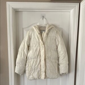 Kids Cozy Hooded Puffer Jacket - Cream